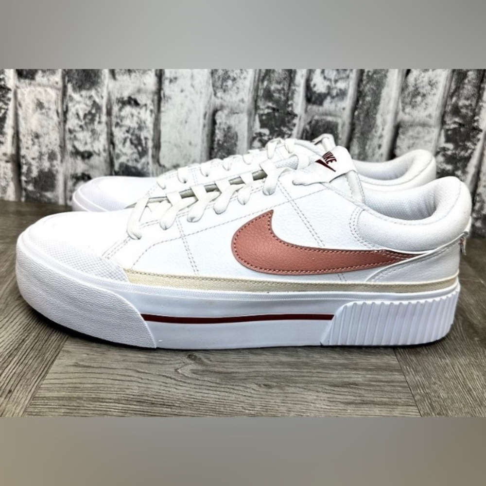 Nike Court Legacy Lift FQ 8782-100 White Pink Womens Size 10